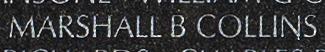 Engraved name on The Wall of Lieutenant Commander Marshall B. Collins, U.S. Navy